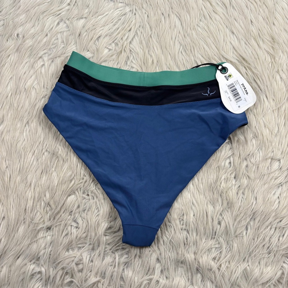 NWT Prana Women's S Baja Bound High Rise Bikini Bottom Swimsuit SAMPLE Blue - Picture 3 of 4